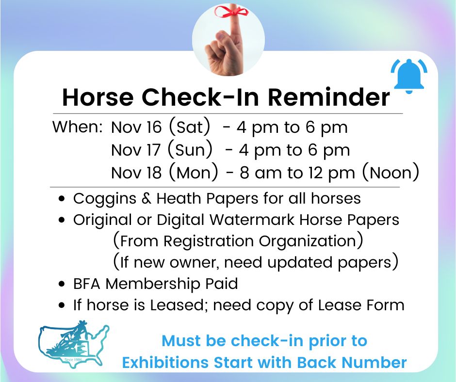 BFA WC Horse Check In