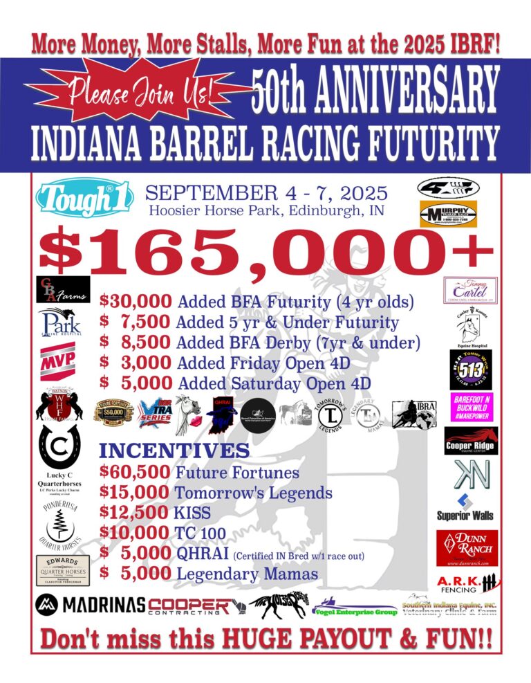 Sept 4-7, 2025 Indiana Barrel Racing Futurity – Barrel Futurities of