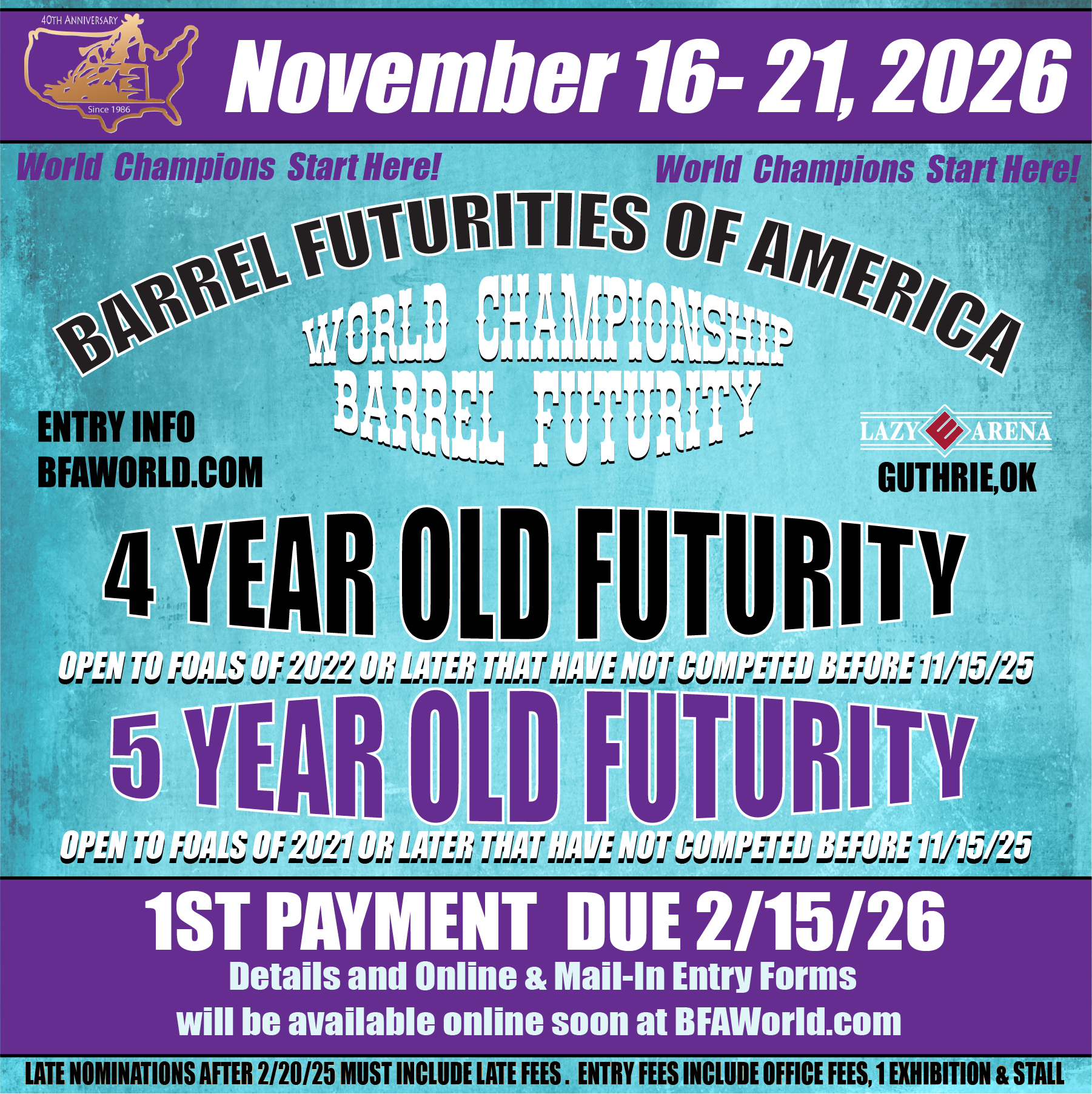 2026 BFA WC Futurity Forms Posting Soon